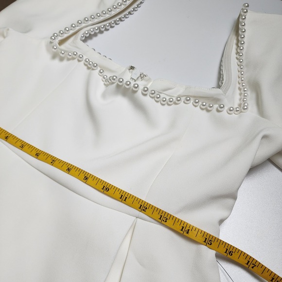 Odd Muse Womens The Ultimate Muse Pearl Dress Size XL White Square Neck Bridal - Picture 15 of 16